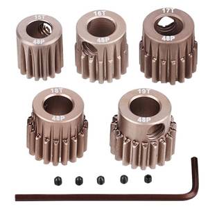lot 4186 image: JIECHUN 48DP Pinion Motor Gear Set - 15T 16T 17T 18T 19T Premium 7075 Aluminium Alloy for 110 RC Model with 5mm Shaft