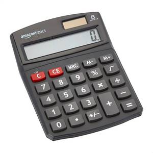 lot 4190 image: Amazon Basics LCD 8-Digit Desktop Calculator, Portable and Easy to Use, Black, 1-Pack