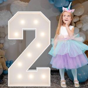 lot 4194 image: 3FT Marquee Light Up Numbers, Giant Marquee Numbers, Pre-cut DIY Foam Board Number 2 for 2th 12th 20th 21st Birthday Decorations, Anniversary Party Decor, 2026 Graduation Decorations