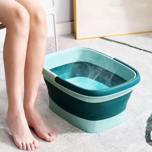 lot 4209 image: WMHYLYH Collapsible Foot Spa Bath Massager for Dry Cracked Feet, Feet Soaking Tub with Massage Acupoint, Pedicure Foot Soak Basin Plastic Bucket with Handle(Green)