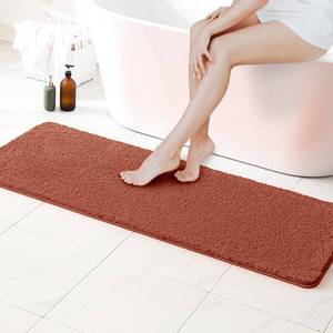 lot 4214 image: MIULEE Rust Bathroom Runner Rugs, Soft Absorbent Microfiber Long Bath Rugs Non Slip Quick Dry Fluffy Bath Mats for Bathroom Floor, Machine Washable, 24x60 Inch