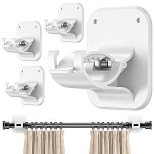 lot 4219 image: JHCJHC No Drill Curtain Rod Brackets - 20LB, 4 Pack Self Adhesive Curtain Rod Holder, Peel and Stick Wall Hooks, Renter Friendly Upgrades for Apartment, Kitchen, Bathroom, Dorm, Living Room and RV