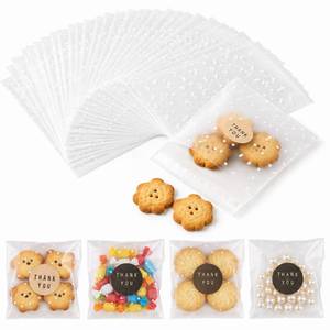 lot 4222 image: NPLUX 100 Pack 4x4 Cookie Bags with Thank You Stickers, Self Sealing Cellophane Bags for Cookies, Treat Bags for Candy, Clear Gift Bags for Party Favors, Bake Sale and Cookie Packaging