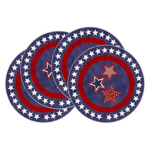 lot 4241 image: XCHI Blue Patriotic Red White Stars America 4th of July Memorial Day Independence Day Round Placemats Set of 4 Table Mats Decorations 14x14 Inch