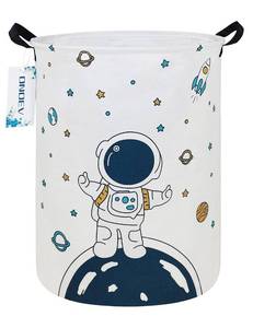 lot 5244 image: ONOEV Round Space Astronaut Laundry Basket, Collapsible Laundry Hamper for Boys, Cute Galaxy Storage Bin, Waterproof Toy Storage for Kids Room, Nursery, Playroom, Boys Birthday Gift(Star astronaut)