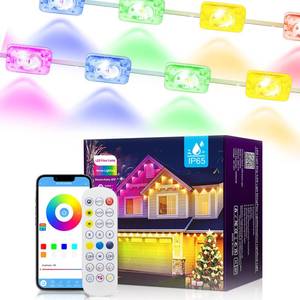 lot 5250 image: Llamau 50FT Permanent Outdoor Lights - IP65 Waterproof RGB Eaves Lights with Smart AppRemote Control,for Christmas, All Holiday Party, Daily and Accent Lighting, House Roof and Garden Decoration