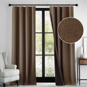 lot 5258 image: RYB HOME 100percent Blackout Polyester Textured Curtains 90 inches Long, Thermal Insulating Privacy Energy Saving for Bedroom Living Room Window Office Theater Dining Nursery, W52 x L90 in, Coffee, 2 Panels