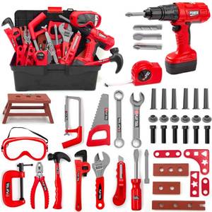 lot 5259 image: HYRENEE Kids Tool Set � 48 Piece Toddler Tool Set with Electronic Toy Drilland Tool Box,Pretend Play Toys for Kids,Construction Kits Toys for Kids Ages 3 4 5 Years Old, Toddler Boy