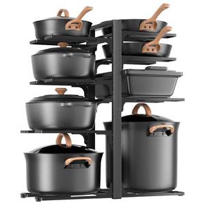 lot 5272 image: LAMU Pots and Pans Organizer under Cabinet 20.8in Height, 8 Tier Heavy Duty Pan Organizers inside Cabinet with Adjustable Pot Rack, Holds up to 120 LB for Stockpots Dutch Ovens and Cast Iron Cookware