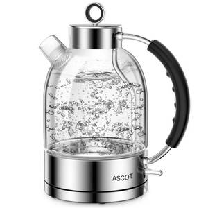 lot 5277 image: ASCOT Electric Kettle, Glass Electric Tea Kettle Gifts for MenWomenFamily 1.5L 1500W Borosilicate Glass Tea Heater, with Auto Shut-Off and Boil-Dry Protection (Silver)