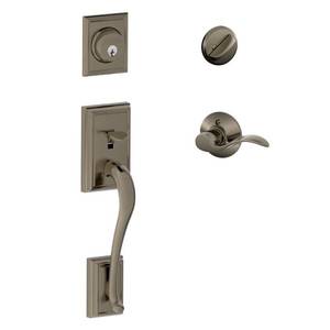 lot 5281 image: SCHLAGE Addison Single Cylinder Handleset and Left Hand Accent Lever, Antique Pewter (F60 ADD 620 Acc LH)