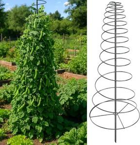 lot 5295 image: Spiral Frame Garden Trellis for Climbing Plants Outdoor - 12-58in Adjustable Heavy Duty Metal Support for Pole Beans,Snap Peas,Tomatoes,Cucumbers,Anti-Tip Plant Tower for Raised Beds, Backyard