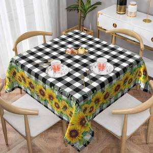 lot 6225 image: Lvhompro Sunflower Tablecloth 5454 Inch Spring Summer Buffalo Plaid Table Cloth Water-Resistant Spill-Proof Washable Fabric Tablecover for Kitchen Dining Party Picnic Indoor Outdoor