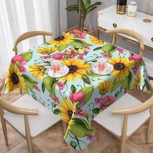 lot 6231 image: Lvhompro Spring Summer Tablecloth 5454 Inch Square Sunflower Table Cloth Water-Resistant Spill-Proof Washable Fabric Tablecover for Kitchen Dining Party Picnic Indoor Outdoor