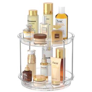 lot 6244 image: 360 Rotating Makeup Organizer � 2 Tier Lazy Susan Turntable Organizer, Clear Bathroom Counter Organizer for Vanity, Spinning Skincare Perfume Tray for Bathroom, Dresser, Kitchen Cabinet