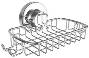 lot 6252 image: Soap Dish for Shower Suction Cup Powerful Vacuum System Rustproof 304 Stainless Steel Basket Sponges Holder with Razor Hooks for Bathroom or Kitchen Soap Holder (Silver)