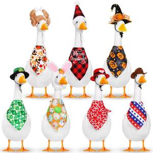 lot 6261 image: Silicherry 7 Set Holiday Porch Goose Outfits All Seasons Spring Valentine St. Patrickfts Day Easter Lawn Porch Geese 4th of July Clothes for Goose Garden Patio Yard Lawn Decor(Bandannas)