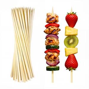 lot 6266 image: Barbecue Skewers (50 Pack), 8 Inch Natural Bamboo Skewers, 5 mm Wooden Skewers for Carmel BBQ Cotton Candy Wood Semi Pointed Lollipop Sticks Barbecue Corn Dog Cake Pops