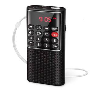 lot 6267 image: Mini Pocket FM Walkman Radio Portable Battery Radio with Recorder, Lock Key, SD Card Player, Rechargeable Battery Operated, by PRUNUS(NO AM)