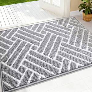 lot 6268 image: OLANLY Indoor Door Mat, 32x20 Inch, Dirt Resistant and Absorbent, Non-Slip Rubber Backing Floor Mats, Easy Clean Low-Profile Doormat for Entryway, Front Door, and Inside Entrance, Light Grey
