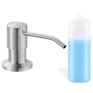 lot 6273 image: Built in Soap Dispenser for Kitchen Sink, Brushed Nickel Stainless Steel Countertop Pump Head (Plastic Built-in), Dish Soap Hand Lotion Dispenser with Refillable 17OZ Bottle