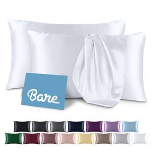 lot 6279 image: Bare Home Satin Pillowcases for Hair and Skin - 2 Pack Standard (20x26) - Luxury Pillowcases - Envelope Enclosure - Soft and Smooth Satin - Breathable - Similar to Silk (White, 2 Pack)