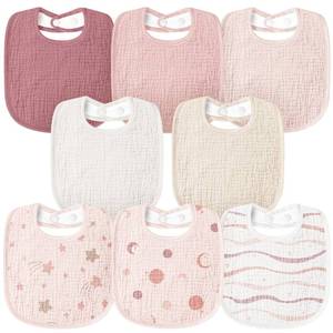 lot 6283 image: Susurration Muslin Baby Bibs 8 Pack Baby Bandana Drool Bibs,Soft Cotton Drooling and Teething Bibs for Baby Girl and Boy, Soft Square Adjustable Baby Drooling Bibs for Toddler, Newborn,0-36 Months