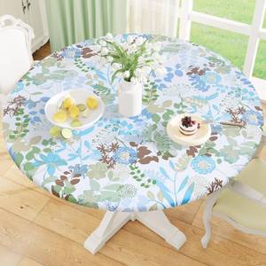 lot 6290 image: misaya Round Fitted Tablecloth with Elastic Edge, 100percent Waterproof Oil Proof Plastic Table Cover, Vinyl Flannel Backed Tablecloth Fits 25in-30in Round Tables for Dinner, Outdoor, Picnic, Leaves