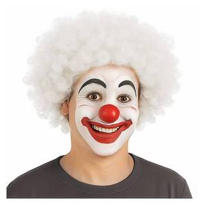 lot 6297 image: Wrzbest Pack of 2 Funny Clown Curly Afro Wigs, Rainbow Wigs Colorful Clown Wig,Crazy Afro Wig 70fts 80fts Disco Theme For Little Youth Adult Women Menfts Party Halloween Costume Prank (White)