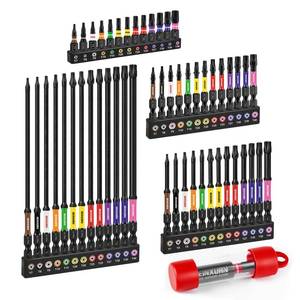 lot 6311 image: Geinxurn Impact Torx Screwdriver Bits Set, 52Pcs Magnetic(T7-T40) S2 Steel 1in2in3in6in Long Extension Multi Star Driver Bits and 1Pc Bit Holder with Color Coded Base factory sealed
