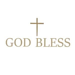 lot 6314 image: God Bless Cross Wall Decal, PVC Material God Bless Stickers Decorative God Bless Backdrop God Bless Banner God Bless Wall Decor for God Bless Baptism Decorations