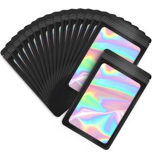 lot 6316 image: EONJOE 100-Pack 46 Inch Mylar Bags Resealable Holographic Packaging Bag Jewelry Candy Sample Food Treat Party Favor Small Bussiness Bags,Black