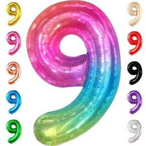 lot 6329 image: KatchOn, Rainbow Number 9 Balloon - 40 Inch  Foil 9 Birthday Balloon for 9th Birthday Decorations  Number Balloons for Anniversary Decorations  Rainbow Party Decor