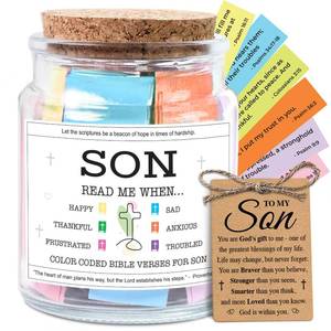 lot 6330 image: NewEleven Fathers Day Gift For Son - High School Graduation Gifts for Boys - Confirmation Gifts for Boys, Teen Boys - Graduation Gift For Sons From Mom, Dad - Bible Verse Jar