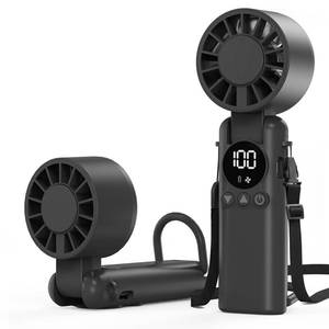 lot 6334 image: AILBTON Portable Handheld Fan, 5000mAh Rechargeable Mini Personal USB Fan with LED Display and Foldable Design, 199-Speed Powerful Battery Operated Travel Fan for Women, Outdoor, Office Black