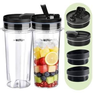 lot 6342 image: 2Pcs Replacement 16oz Blender Cup for Ninja, Single Serve Blender Cup with Sip and Seal Lids for Ninja BL660 BL663 BL770 BL771 BL772 BL780 BL810 QB3000 QB3004 QB3005, Ninja Blender Replacement Parts