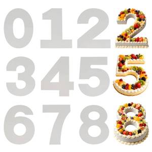 lot 6343 image: Number Cake Mold Baking Forms Moulds, 9 Pieces 0-8 Cake Number Stencils, 12 Inch Numbers Cake Pans, Flat Plastic Mold Numerical Templates Cutting for DIY Cakes Cookies Pastry Home Party Supplies