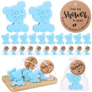 lot 6344 image: Swiffen 50 Sets Bear Themed Baby Shower Soap Favors for Guests Boy Girl Handmade Scented Soaps with Mini Thank You Tags and Organza Bags for Shower Gender Reveal Party Favors (Itfts A Boy)