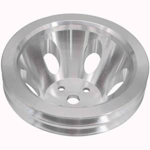 lot 6345 image: KIPA Aluminium Double groove Water Pump Pulley For SB SBC Small Block Chevy 265 283 305 327 350 383 400 with a short water pump Satin Aluminium Finish Durable 2-Groove #9479