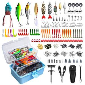 lot 6349 image: FUNANASUN 315PCS Portable Fishing Lures Tackle Box with Pliers and Hook Remover, 3-Tier Compact Organizer, CrankbaitsSwivelsSoft Baits, All-in-One Gear for Freshwater Saltwater