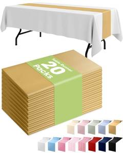 lot 6352 image: Pureegg Gold Plastic Table Runners - 20 Pack, 14ftft x 108ftft, Water Resistant and Disposable Centerpiece Decorations for Table Cloth, Wedding, Birthday, Holiday, Baby Shower, Party, Home Decor