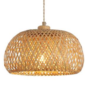 lot 9702 image: Hchunqjor Bamboo Pendant Light Fixture One-Light Adjustable Boho Basket Handmade Woven Pendant Lighting for Kitchen Island Sink Farmhouse Dining Room