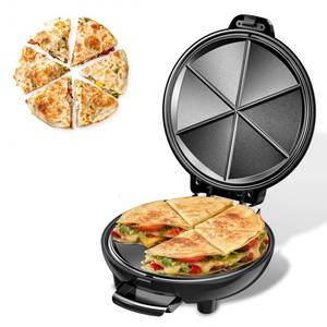 lot 9703 image: Electric Quesadilla Maker, 9.5ftft Quesadilla Press with Easy Slice 6 Wedge, Non Stick Surface, Locking Latch For Extra Stuffing, Grilled Cheese Corn Flour Tortilla Snacks