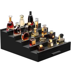 lot 9754 image: Zaldia Wooden Cologne Organizer for Men 5 Tier of Perfume Display Holder of Drawer and 2 Hidden Compartments Larger Storage Space Mens Perfume Organizer Shelf Stand,Gift for Man (5T-Black)