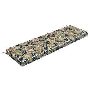 lot 9756 image: LVTXIII Extra Long Bench Cushion with Ties, 59x18 Inch Water-Repellent Outdoor Seat Cushion, 3in Thick Foam Pad for Large Patio Bench, Garden Seat, Porch Glider, Paisley Bloom