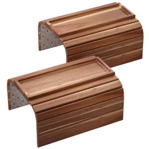lot 9761 image: Danfoxer Sofa Arm Tray,Acacia Wood Folding Couch Arm Tray,Sofa Armrest Trays with Anti-Slip Pad for Drinks,Snacks,Phone,Remote Control 2 PC