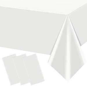 lot 10101 image: YIDAKO 3Pcs 54 x 108 Inch White Rectangle Tablecloth,Disposable Plastic Table Cloth,Waterproof White Table Cover for Graduation Birthdays Weddings Anniversary Party Decorations