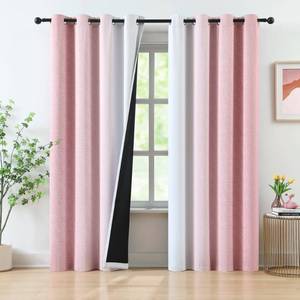 lot 10108 image: Ombre Pink Blackout Curtains 63 Inch Long for Living Room Bedroom, Gradient Thermal Insulated Room Darkening Window Curtain Drapes for Girls Room Decor, Privacy Protect Panels Set of 2, Grommet Top