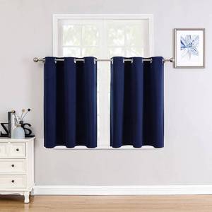 lot 10110 image: ChrisDowa Small Window Curtains for Kitchen and Bedroom - Grommet Short Thermal Insulated Room Darkening Curtains (2 Panels, Navy Blue, 34 x 36 Inch)