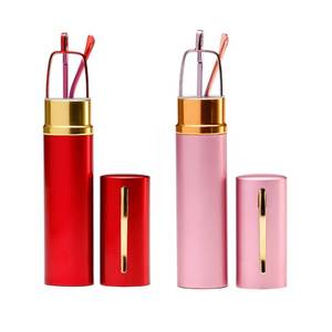lot 10118 image: OWTXIS 2 Pack Blue Light Blocking Reading Glasses - Slim Pocket Readers with Pen Clip Case Mini Lightweight Readers (Pink, Red, 2.50)